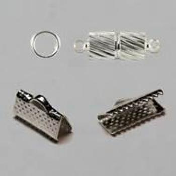 M019 Set Magnetverschluss + 2 Krampen 13x6mm + 2 Spaltringe klein - Einzelteile