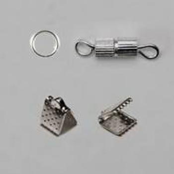 M025 Set Schraubverschluss + 2 Krampen 6x6mm + 2 Spaltringe klein - Einzelteile