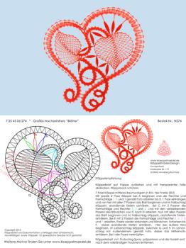 245 Klöppelbrief  Großes Muttertagsherz „Blüten“