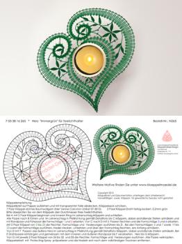 265 Klöppelbrief „Immergrün“  - Herz für Teelichthalter