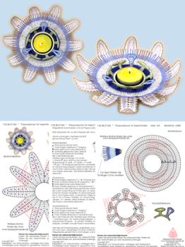 352 Klöppelbrief „Passionsblume" für Holz-Teelichthalter
