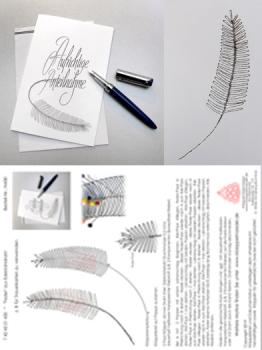 430 Klöppelbrief "Feder" aus Edelstahldraht