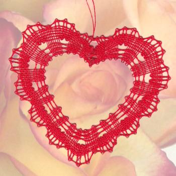 Preview: 602 Klöppelbrief Anhänger Herz "Schön, dass es dich gibt"