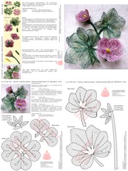 143 Klöppelbrief Keilrahmenbild "Malven in Bertas Garten“