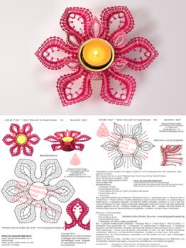 267 Klöppelbrief  „Clematis“  - Blüte für Teelichthalter