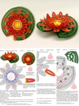 377 Klöppelbrief "Seerose" für Teelichthalter