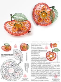 407 Klöppelbrief „Apfel" für Holz-Teelichthalter