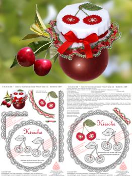 508 Klöppelbrief Deko für Marmelade-Gläser "Kirsche"