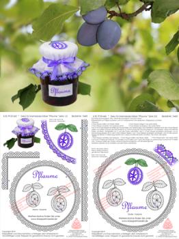 442 Klöppelbrief Deko für Marmelade-Gläser "Pflaume"