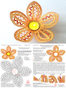 577 Klöppelbrief Blüte "Fiore" für Teelichthalter