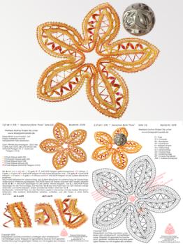 578 Klöppelbrief Deckchen Blüte "Fiore"