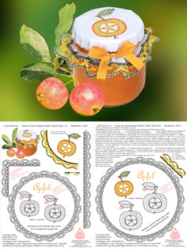 619 Klöppelbrief Deko für Marmelade-Gläser "Apfel"