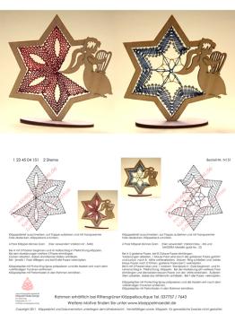 151 Klöppelbrief "2 Klöppeleinsätze für Rahmen Stern mit Engel"