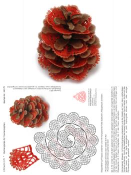 179 Klöppelbrief "Fächerspirale" für Kiefernzapfen