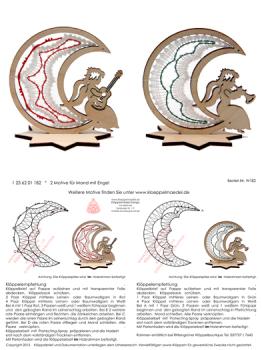 182 Klöppelbrief "2 Klöppeleinsätze für Rahmen Mond mit Engel"