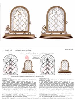 183 Klöppelbrief "2 Klöppeleinsätze für Rahmen Fenster mit Engelchen"