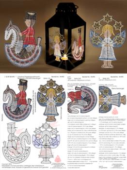 490 Klöppelbrief 2 Motive Erzgebirgsweihnacht  "Reiterlein und Sternchenengel"