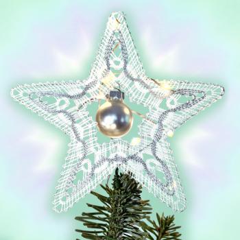 Preview: 668 Klöppelbrief Christbaumspitze "Sternenzauber" passend zum Baumbehang für Christbaumkugeln / Spiegelbeeren bis 2,5 cm