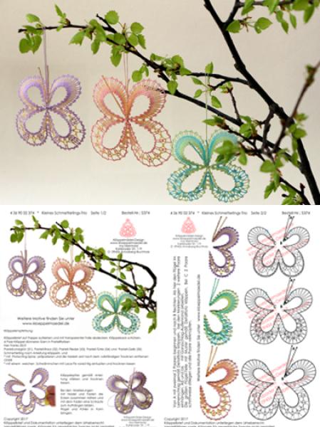 374 Klöppelbrief "Kleines Schmetterlings-Trio"