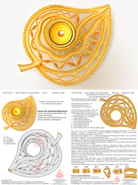 481 Klöppelbrief Blatt "Pagelia" für Teelichthalter