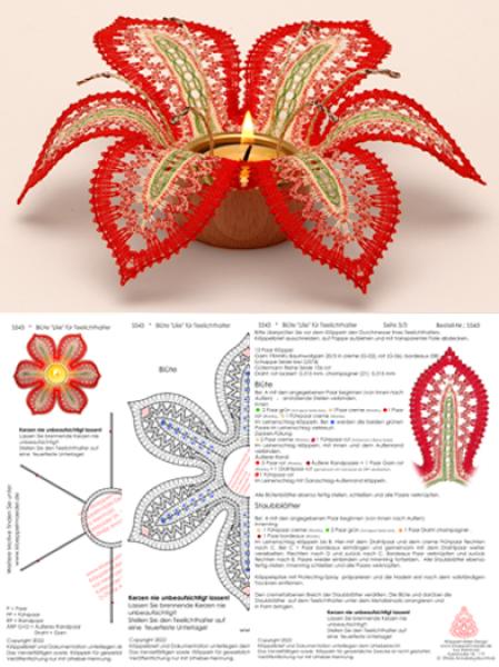 543 Klöppelbrief Blüte "Lilie" für Teelichthalter