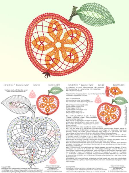 544 Klöppelbrief Deckchen „Apfel"