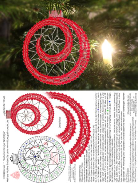 556 Klöppelbrief Weihnachtskugel "Nostalgie"