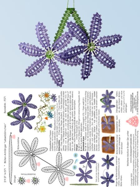 571 Klöppelbrief "Leberblümchen" - Frühblüher in 3D-Optik zum Aufhängen