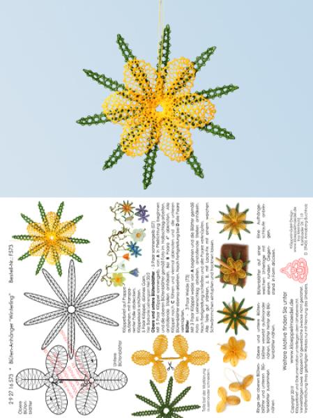 573 Klöppelbrief "Winterling" - Frühblüher in 3D-Optik zum Aufhängen