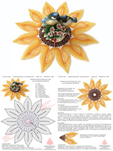 581 Klöppelbrief Blütendeckchen "Sonnenblume"
