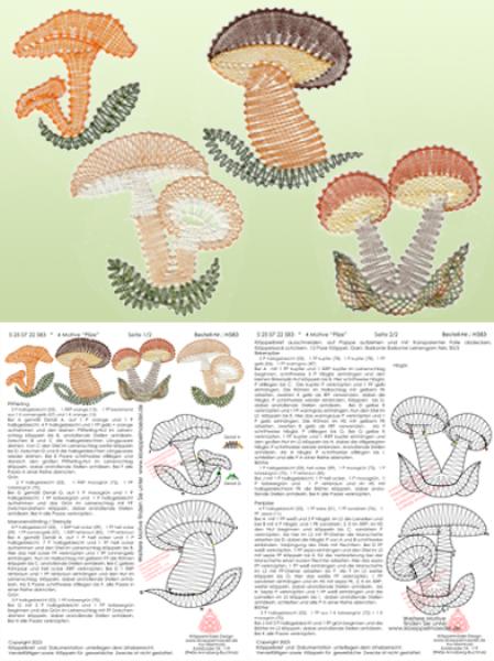 583 Klöppelbrief 4 Motive "Pilze"