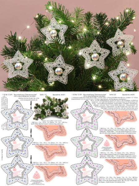 595 Klöppelbrief Baumbehang "Sternenzauber"