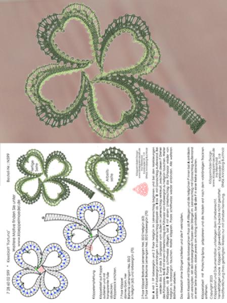 599 Klöppelbrief  Glücks-Kleeblatt "Fortuna"