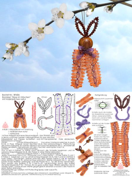 606 Bastelset "Hase im Höschen" mit Holzköpfchen natur