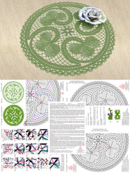 636 Klöppelbrief  Decke „Kleeblätter“