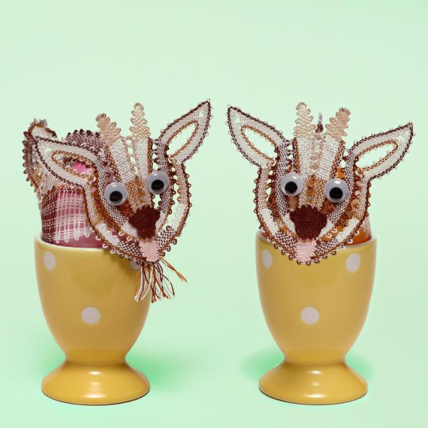 641 Klöppelbrief Hütchen „Zicklein" für Eier