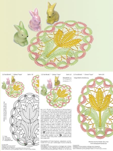 643 Klöppelbrief  Osterei "Tulpe"
