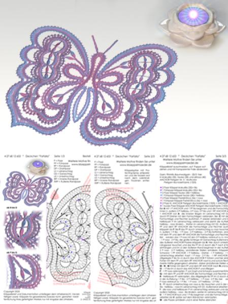 653 Klöppelbrief Decke Schmetterling "Farfalla"