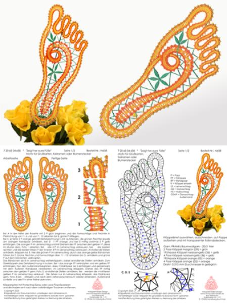 658 Klöppelbrief "Zeigt her eure Füße" - Motiv für Grußkarten, Keilrahmen oder Blumenstecker