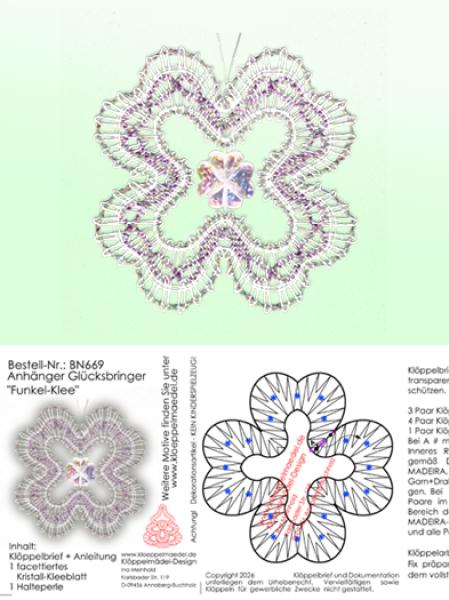 669 Bastelset Anhänger Glücksbringer  "Funkel-Klee"