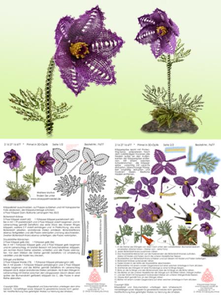 677 Klöppelbrief "Kuhschelle"   -   Blümchen in 3D-Optik