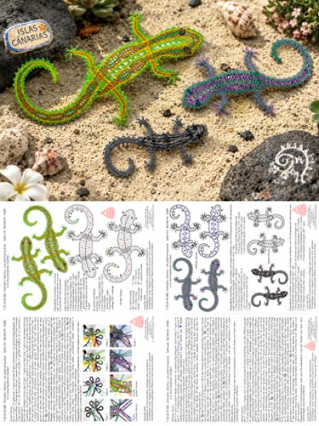 680 Klöppelbrief "Kanaren- Geckos - Las salamanquesas" in 3 verschiedenen Größen