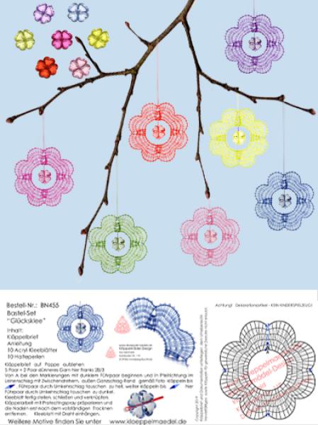 455 Bastelset Glücksklee mit 7 bunten Acryl-Kleeblättern