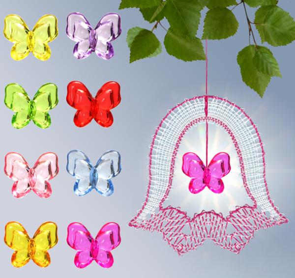 603 Bastelset "Schmetterlings-Glöckchen" - Glöcken-Klöppelbrief mit 8 bunten Acryl-Schmetterlingen