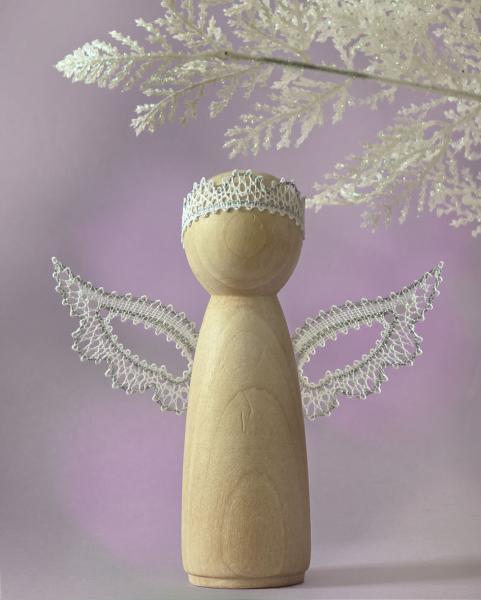 662 Bastelset Holz-Engel 12 cm mit GRATIS Klöppelbrief Engelsflügel Emilia