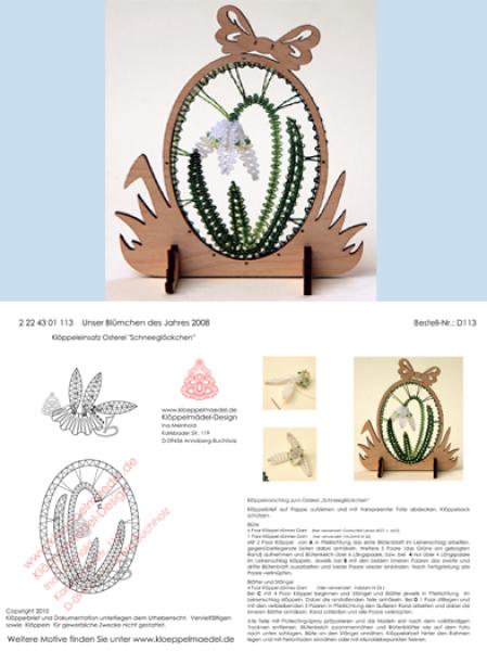113 Klöppelbrief "Schneeglöckchen" - Blümchen des Jahres 2008