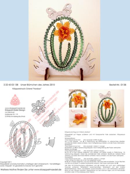 138 Klöppelbrief "Narzisse" ( Osterglocke) - Blümchen des Jahres 2010