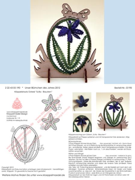 190 Klöppelbrief "Blaustern - Scilla" - Blümchen des Jahres 2012