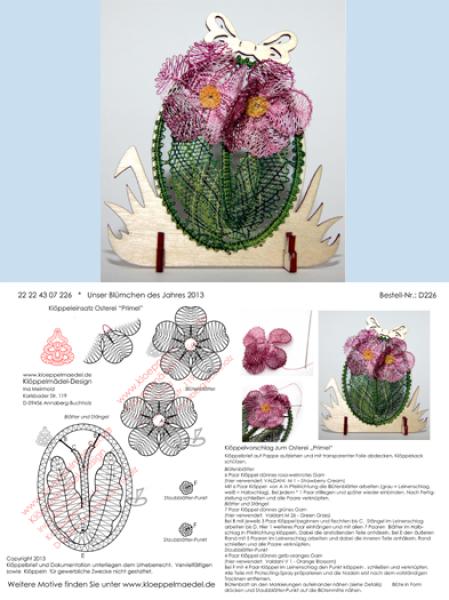 221 Klöppelbrief "Primel" - Blümchen des Jahres 2013