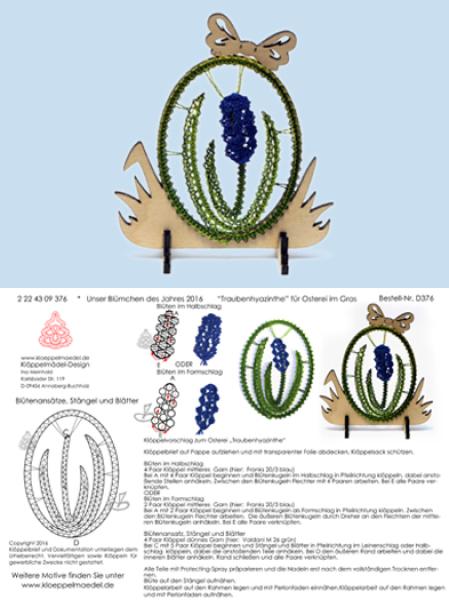 376 Klöppelbrief "Traubenhyazinthe" - Blümchen des Jahres 2016